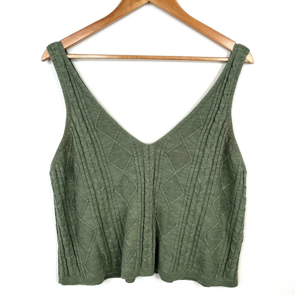 Lucky Brand | Knit Crop Tank Top Green Size L